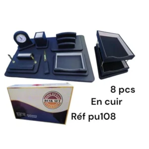 Ensemble de Bureau en Bois et Cuir KING STYLE – 8 Pièces Haut de Gamme
