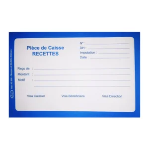 Pièce de Caisse – Recettes, Format A4, Enregistrement des recettes financières