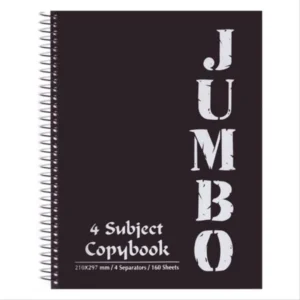 Cahier Spirale A4 – 4 Sujets – 160 Pages – Modèle JUMBO