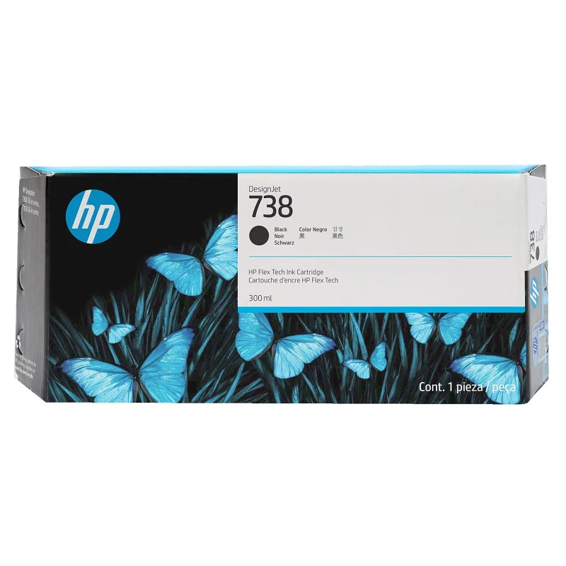 Cartouche d’encre HP 738 DesignJet Noir 300ml – Encre grand format authentique (498N8A) - Achat en ligne au Maroc